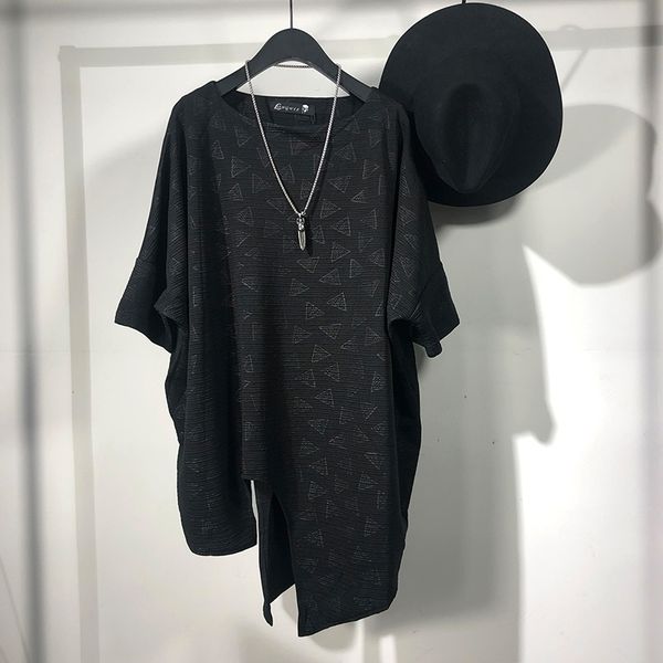 2021 summer new erratic print designer releases dark popular long individuality short-sleeve t-shirt thin. fl2p, Black